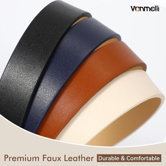 4 Pack Women\'s Thin Leather Belt Waist Belts  Jeans Dress with Gold Buckle 1